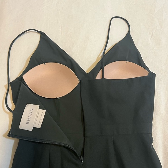 BHLDN Caron V-Neck Crepe Dress, Dark Emerald, Size 2 - Picture 4 of 6